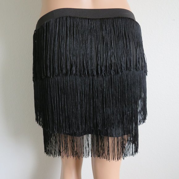 VERDUSA Women’s Black Fringe Roaring 1920 Style Dancing Mini Skirt Size M NWT - Picture 7 of 7